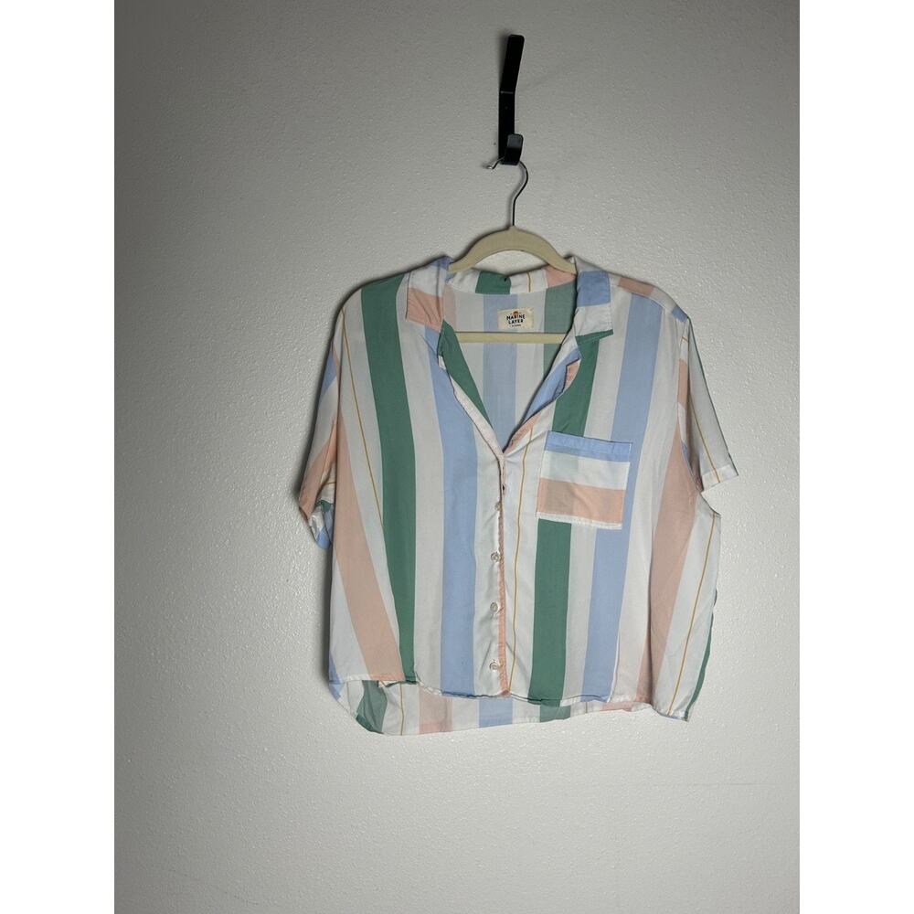 Marine Layer Short Sleeve Button Down Striped PJ Top Size Extra Large